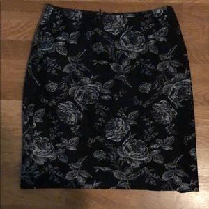 Black and white silk skirt.